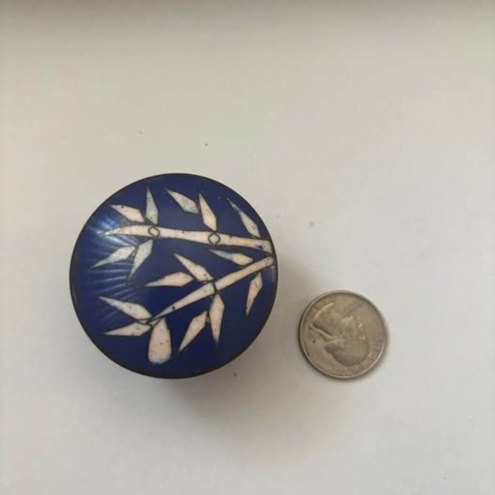 Vintage Chinese Cloisonné Enamel Trinket Box – Bamboo Design
